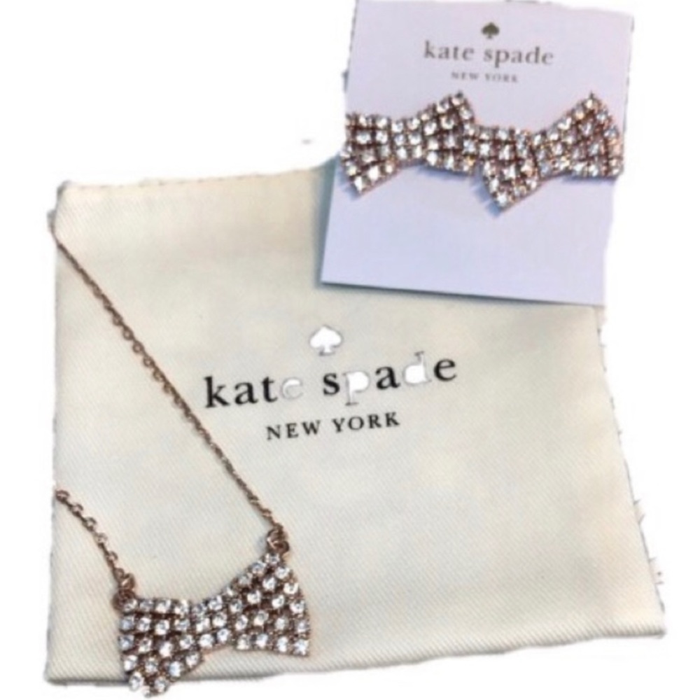 Kate Spade Sparkle Bow Necklace & earrings NWT